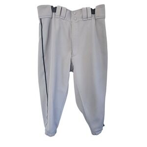 Mizuno Performance Baseball Pants Grey Navy Blue Side Stripe Mens Large 351187